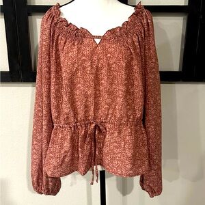 Universal Thread Pink Ruffled Tie Front Blouse